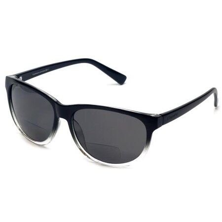 Coyote Eyewear Coyote Eyewear 680562096392 BP-18 Plus 2.50 Polarized Bi-focal Reading Sunglasses; Black; Clear & Gray BP-18 +2.50 Blk to Clr/Gray